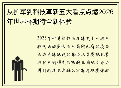 从扩军到科技革新五大看点点燃2026年世界杯期待全新体验